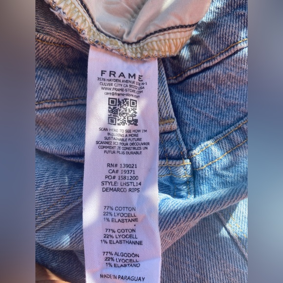 Frame Le High Straight Distressed Jeans, Size 25 - Picture 9 of 9